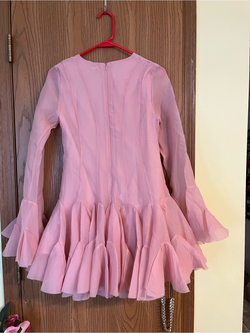 Pink Ruffle Hem Button-Front Dress - Picture 2 of 3